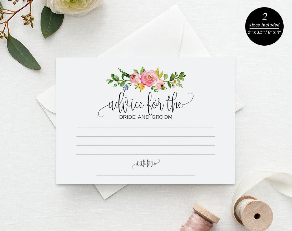 Advice Cards, Wedding Advice Cards, Marriage Advice Template, Advice P – AS Pretty Paperie | Photoshop Templates | DIY Templates | Editable Templates | Online Template | Printable for Bridal Shower Advice Cards Printable Free