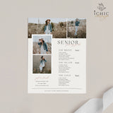 CANVA Template | Senior Photography Pricing Template, Price Guide List for Photographers, Price Guide Template, Senior Minis #Y23-PG10-CANVA