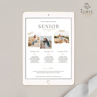 CANVA Senior Photography Pricing Template, Price Guide List for Photographers, Photography, Price Guide Template, Senior Minis #Y23-PG2-CANVA