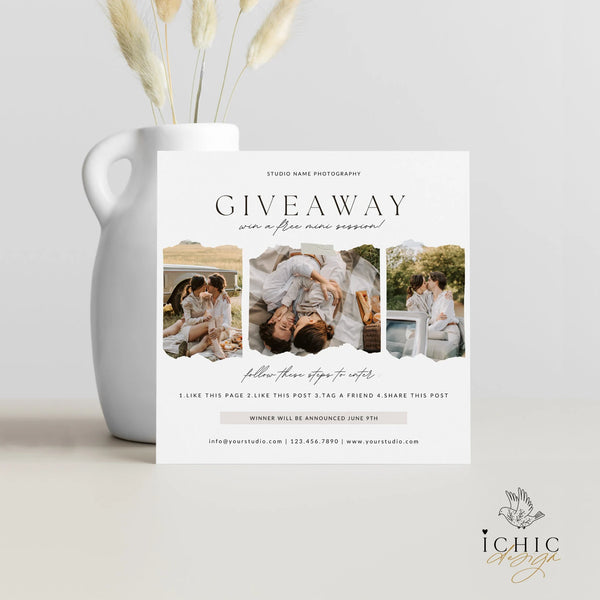 CANVA Template | Giveaway Template, Contest Template, Advertising Template, Sessions, Mini Session, Like and Share #Y23-MB5-CANVA