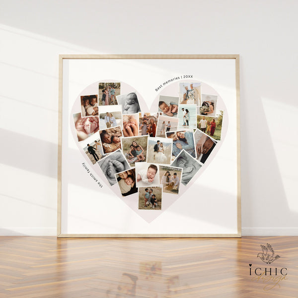 CANVA Template | Heart Collage Template, Heart Photo Collage Template, Mothers day gift, Father’s Day gift, Collage, Board #Y23-BB1-CANVA