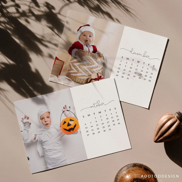 5x7 | 2024 Calendar Template, With Family, New, Calendar, Template, Board, Card, Photography, Photoshop, PSD, DIY #Y23-C3-PSD