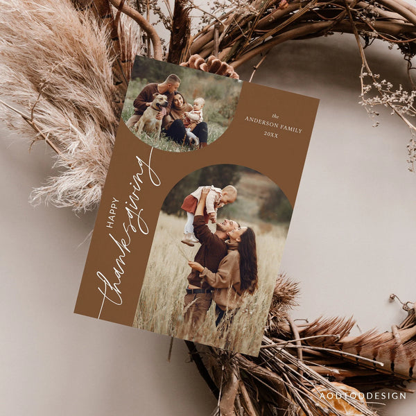 Thanksgiving Card Template, Thankful Photo Card, New, Fall greetings, Christmas, Card, Template, Photography, Photoshop, PSD #Y23-HD8-PSD