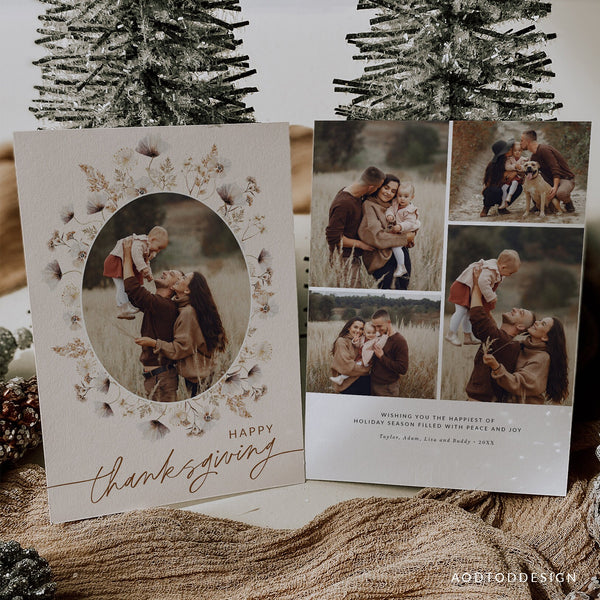 Thanksgiving Card Template, Thankful Photo Card, New, Fall greetings, Christmas, Card, Template, Photography, Photoshop, PSD #Y23-HD9-PSD