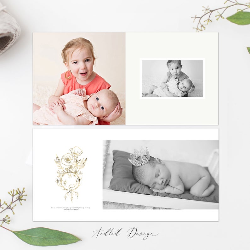 12x12 Baby Photo Book Template, New Newborn Photo Book Album, Photography,  Photoshop, Flower Girl, PSD, Instant Download #A004-PSD