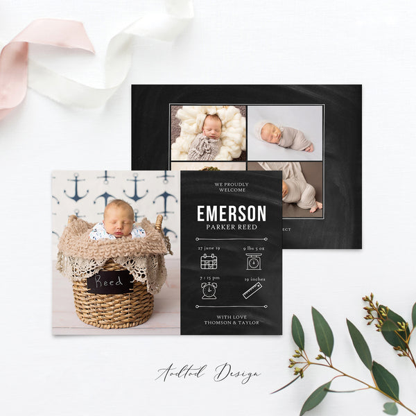 Birth Announcement Template, Sweet Welcome, Birth, Announcement, Card, Board, Album, Photography, Photoshop, Instant Download #BA5-PSD