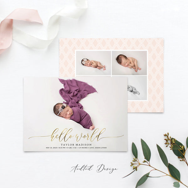 Birth Announcement Template, Sweet Welcome, Birth, Announcement, Card, Board, Album, Photography, Photoshop, Instant Download #BA1-PSD