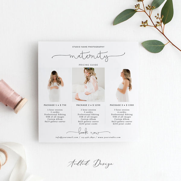 Maternity Photography Pricing Template, Price Guide List for Photographers, Photography, Price Guide Template, PSD, Instant Download #PG2-PSD