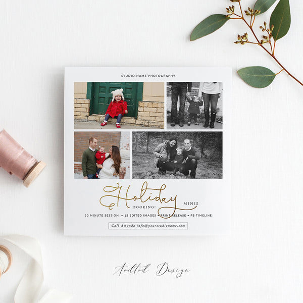 Holiday Mini Session Template, Wonderful Time, Holiday, Session, Marketing, Board, Photography, Photoshop, Instant Download #MB10-PSD
