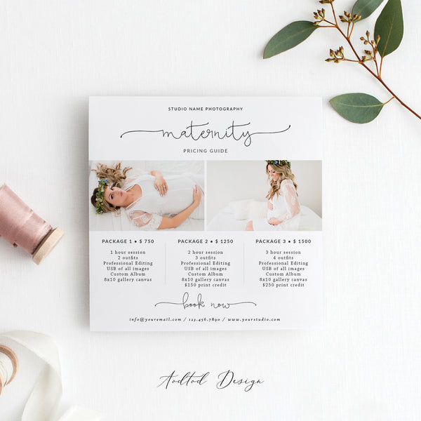 Maternity Photography Pricing Template, Price Guide List for Photographers, Photography, Price Guide Template, PSD, Instant Download #PG1-PSD
