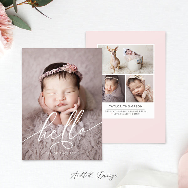 Birth Announcement Template, Sweet Welcome, Birth, Announcement, Card, Board, Album, Photography, Photoshop, Instant Download #BA12-PSD
