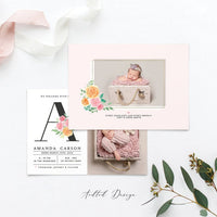 Birth Announcement Template, Sweet Welcome, Birth, Announcement, Card, Board, Album, Photography, Photoshop, Instant Download #BA10-PSD