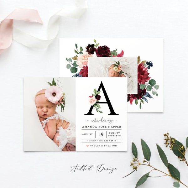 Birth Announcement Template, Sweet Welcome, Birth, Announcement, Card, Board, Album, Photography, Photoshop, Instant Download #BA13-PSD