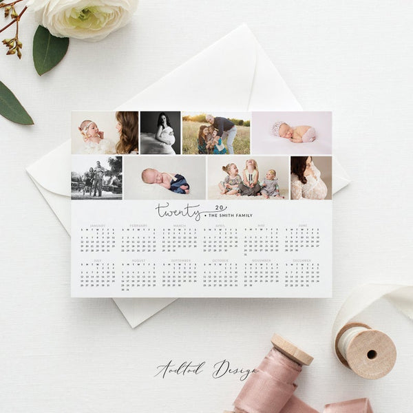 5x7 2020 Calendar Template, Sweet Watercolor Flower, New, Calendar, Marketing, Photography, Photoshop, PSD, Instant Download #C8-PSD