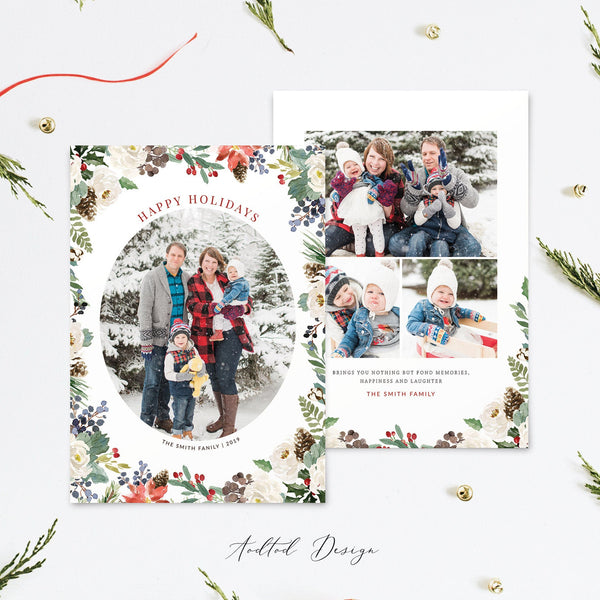 Merry Christmas Card Template, Happy Christmas, New, Christmas, Card, Template, Photography, Photoshop, PSD, Instant Download #HD50-PSD