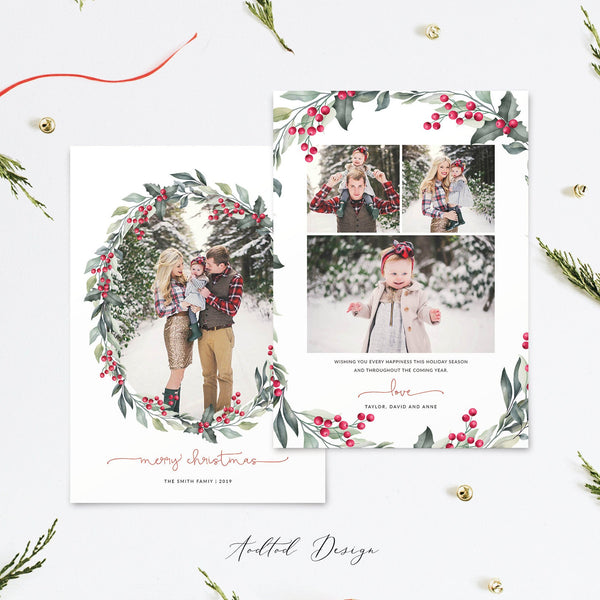 Merry Christmas Card Template, Happy Christmas, New, Christmas, Card, Template, Photography, Photoshop, PSD, Instant Download #HD52-PSD