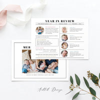 Year in review Christmas Card Template (For 4 Kids), Happy Christmas, Christmas, Card Template, Photography, Photoshop, PSD, Instant Download #HD65-PSD