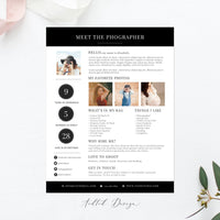 About Me Page Template for Photographers, Photography Templates, Photo Marketing, Newsletter, Photoshop, PSD, Instant Download #M1-PSD