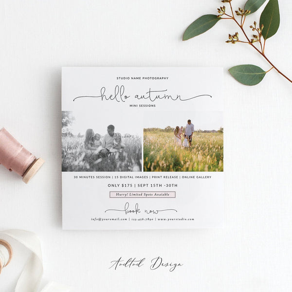Fall Mini Session Template, Booking Fall, New, Fall, Marketing, Board, Blog, Photography, Photoshop, PSD, Instant Download #MB16-PSD