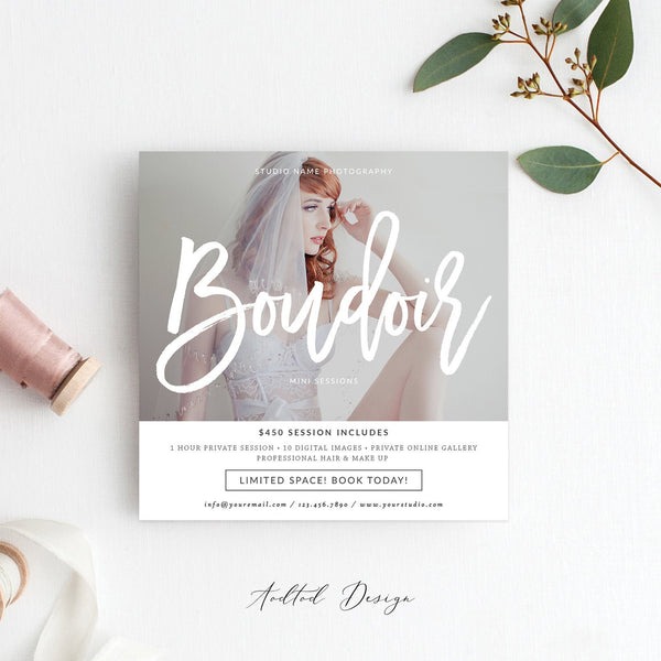 Boudoir Mini Sessions Template, Boudoir Marketing, Marketing, Session, Card, Photography, Photoshop, PSD, Instant Download #MB21-PSD