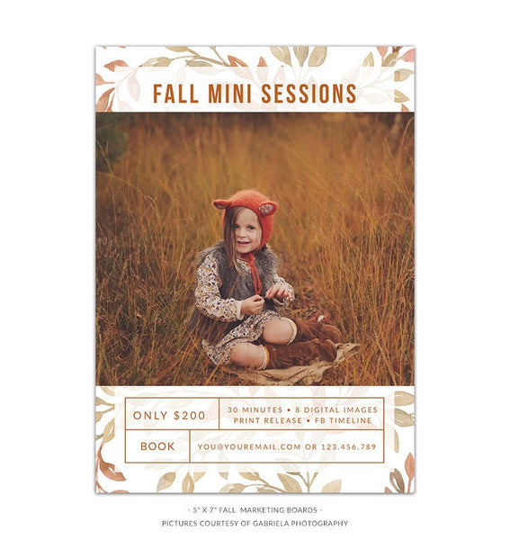 Fall Mini Session Template, Booking Fall, New, Fall, Marketing, Board, Blog, Photography, Photoshop, PSD, Instant Download #MB28-PSD