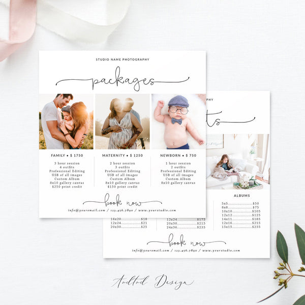 Photography Price List, Pricing Guide, Marketing Template, Newborn Pricing Template, Price List, Guide, PSD, Instant Download #NM014-PSD