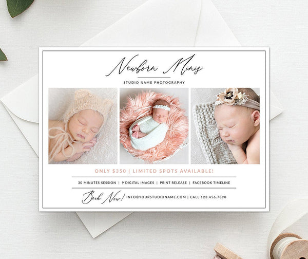 Newborn Mini Session Template, Marketing Template, Newborn, Session, Marketing, Photography, Photoshop, PSD, Instant Download #NM6-PSD