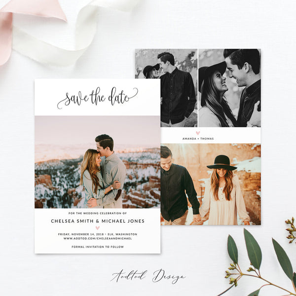Save the Date Template, Photo Save The Date Template, Save Our Date Card, This Is Love, Photography, Photoshop, Instant Download #SD1-PSD