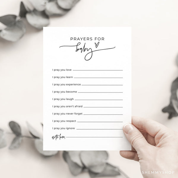 Online Minimal Prayers For Baby Card template, Well Wishes for Baby, Minimalist Baby Shower PDF JPEG PNG #Y21-BB12