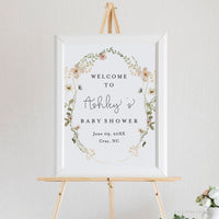 Online Wildflower Shower Welcome Sign Template, Wildflower Birthday Party Sign, Floral Sign, Floral Birthday Sign, PDF JPEG PNG #Y21-BB16