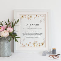 Online Wildflower Late Night Diapers Template Sign, Baby Shower Game, Wildflower Diaper Notes, Floral PDF JPEG PNG #Y21-BB19A