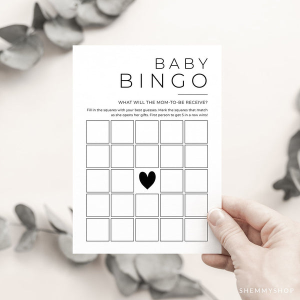 Online Minimalist, Baby Shower Game, Baby Bingo Game, Baby Shower Game Printable, Modern Baby Shower Template PDF JPEG PNG #Y21-BB22