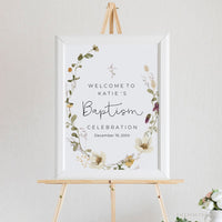Online Wildflower Baptism Welcome Sign Template, Wildflower Birthday Party Sign, Floral Sign, Floral Birthday Sign, PDF JPEG PNG #Y21-BB34
