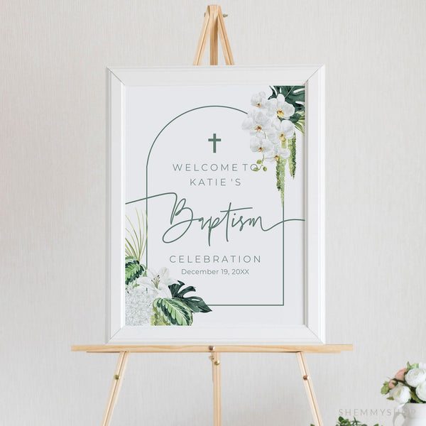Online Tropical Baptism Welcome Sign Template, Tropical Birthday Party Sign, Tropical Sign, Tropical Birthday Sign, PDF JPEG PNG #Y21-BB35