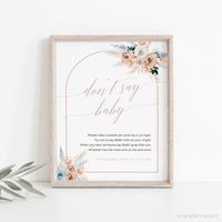 Online boho Don't Say Baby Shower Game, Baby Shower Game, Boho Baby Shower Game, Advice for Baby card PDF JPEG PNG #Y21-BB79