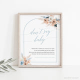 Online boho Don't Say Baby Shower Game, Baby Shower Game, Boho Baby Shower Game, Advice for Baby card PDF JPEG PNG #Y21-BB80