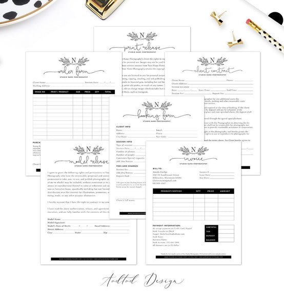 Floral Photography Contract Template Bundle, Studio Forms Set Template, Form Bundle Set, Contract Bundle, Photoshop #Y21-BF023-PSD