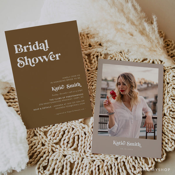 Online Bridal Shower Invitation Template, Photo Bridal Shower Invitation, Bridal Shower Invitation Printable, PDF JPEG PNG #Y21-BS8
