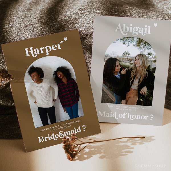 Online Bridesmaid Proposal Card Template, Photo Bridal Shower Card, Will You Be My Bridesmaid, Bridesmaid Proposal PDF JPEG PNG #Y21-BS7