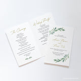 Online Greenery Folded Wedding Program Template, Folded Wedding Program Printable, Wedding Program, Program Template, PDF JPEG PNG #Y21-FP1