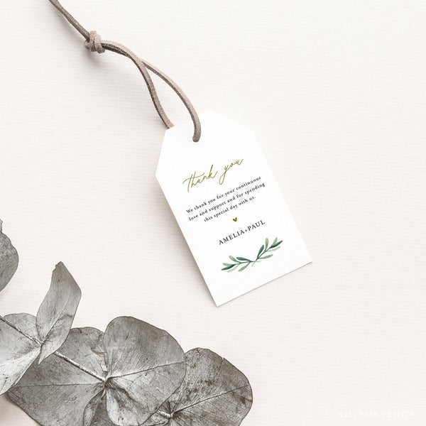 Online Greenery Favor Tag for Bridal Shower or Wedding, Editable Thank You Tag, Wedding Thank You Tag, Printable, PDF JPEG PNG #Y21-FT6