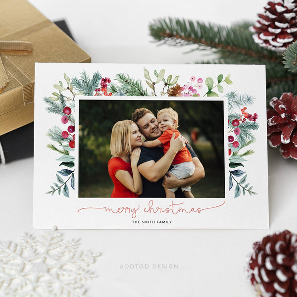 Merry Christmas Card Template, Christmas Breeze, Christmas, Card, Template, Photography, Photoshop, PSD, Instant Download #Y21-HD106-PSD