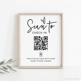 Online Minimalist QR Code Check-In Sign Template, Small Business Sign, Please Check In Sign | EDITABLE TEMPLATE #Y21-HS13