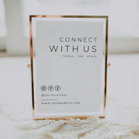 Online Social Media Sign Template, Connect With Us Sign, Small Business Follow Us Sign, Let's Be Social Sign, PDF JPEG PNG #Y21-HS27