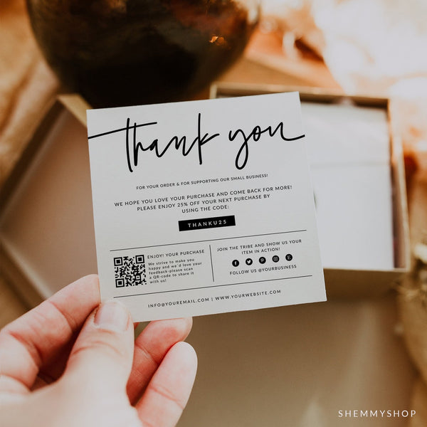 Online Small Business Thank You Card Template, Printable Thank You Package Insert,Business Thank You Card Corjl, PDF JPEG PNG #Y21-HS40