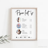 Online Minimalist Price List Template, Small Business Price List, Editable Price Sheet, Pricing List, Beauty Salon PDF JPEG PNG #Y21-HS41