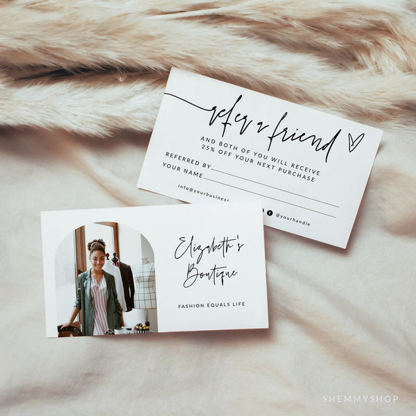 Online Minimalist Referral Card Template, Small Business, Editable Rewards Card, Refer a Friend, Client Referral Card PDF JPEG PNG #Y21-HS46