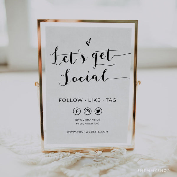 Online Social Media Sign Template, Connect With Us Sign, Small Business Follow Us Sign, Let's Be Social Sign, PDF JPEG PNG #Y21-HS51