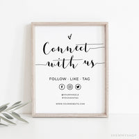 Online Social Media Sign Template, Connect With Us Sign, Small Business Follow Us Sign, Let's Be Social Sign, PDF JPEG PNG #Y21-HS52
