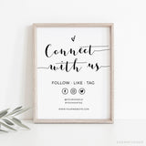 Online Social Media Sign Template, Connect With Us Sign, Small Business Follow Us Sign, Let's Be Social Sign, PDF JPEG PNG #Y21-HS52